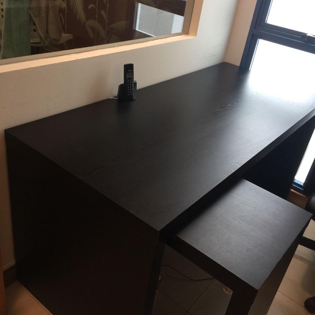 Ikea study table, leather chair for sale due to relocation., Furniture