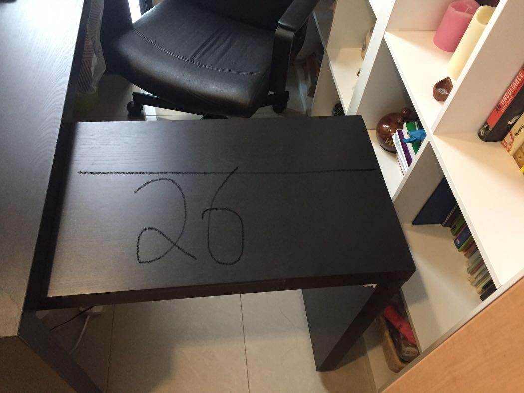 Ikea study table, leather chair for sale due to relocation., Furniture