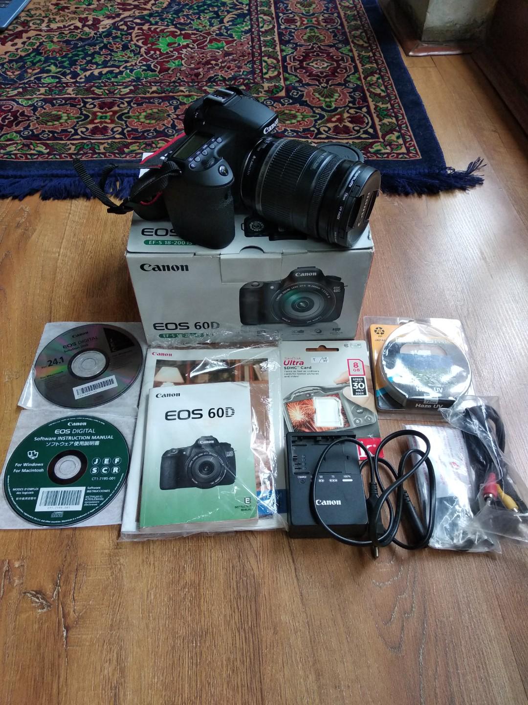 kamera canon eos 60d kit 18 200 is fullset mulus