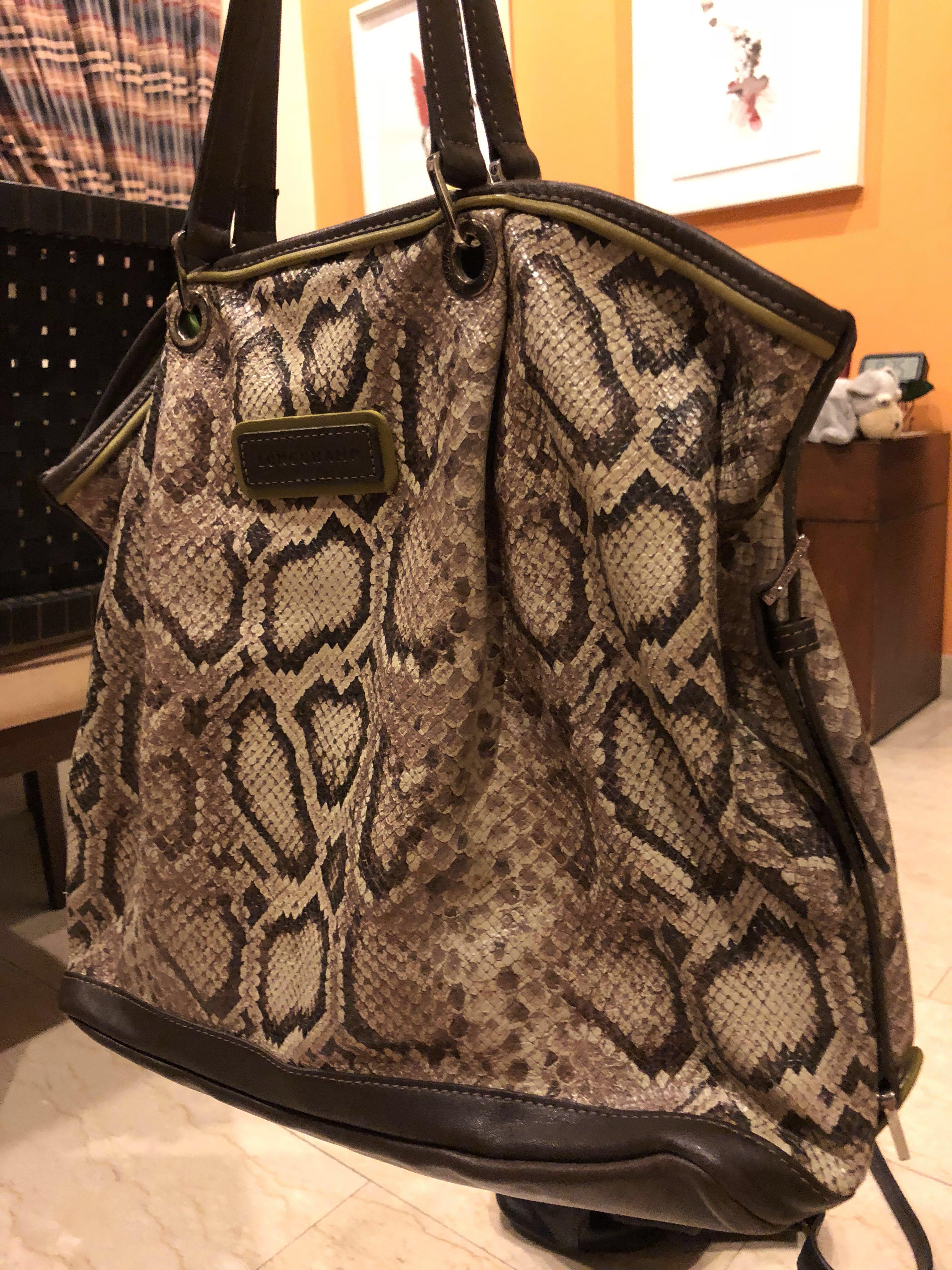 Longchamp snakeskin embossed tote Women s Fashion Bags Wallets