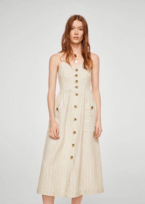 mango linen midi dress