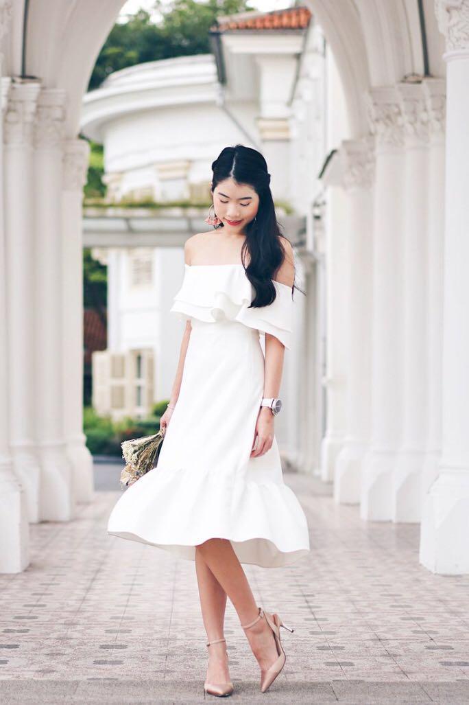 Mikayla Ally Ruffle Drop Hem Dress in 