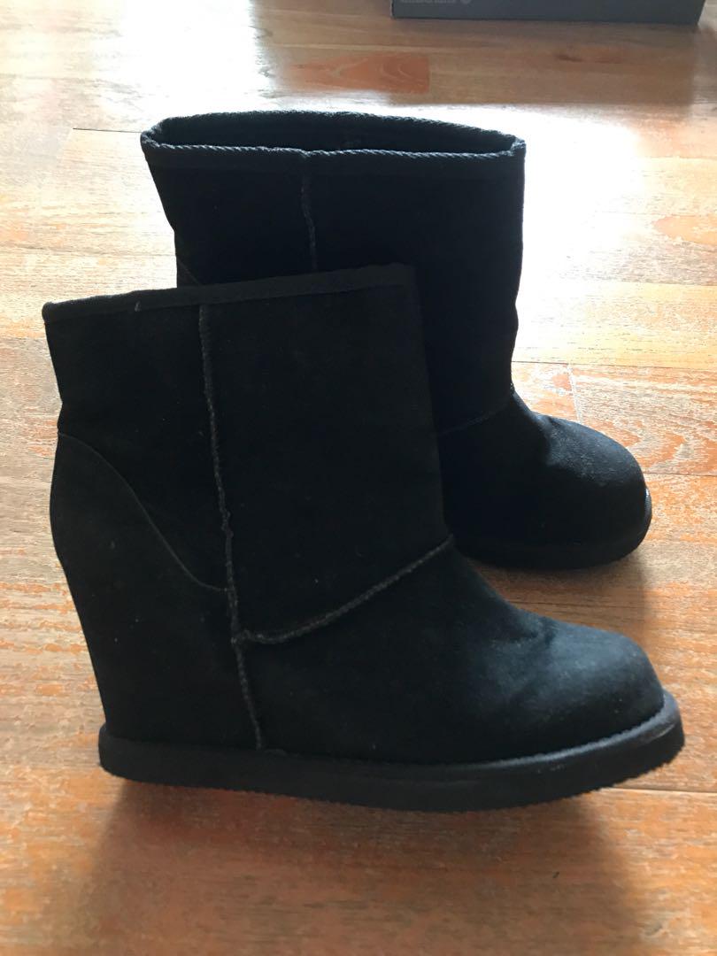 New Look Black Wedge Boots Brand New 