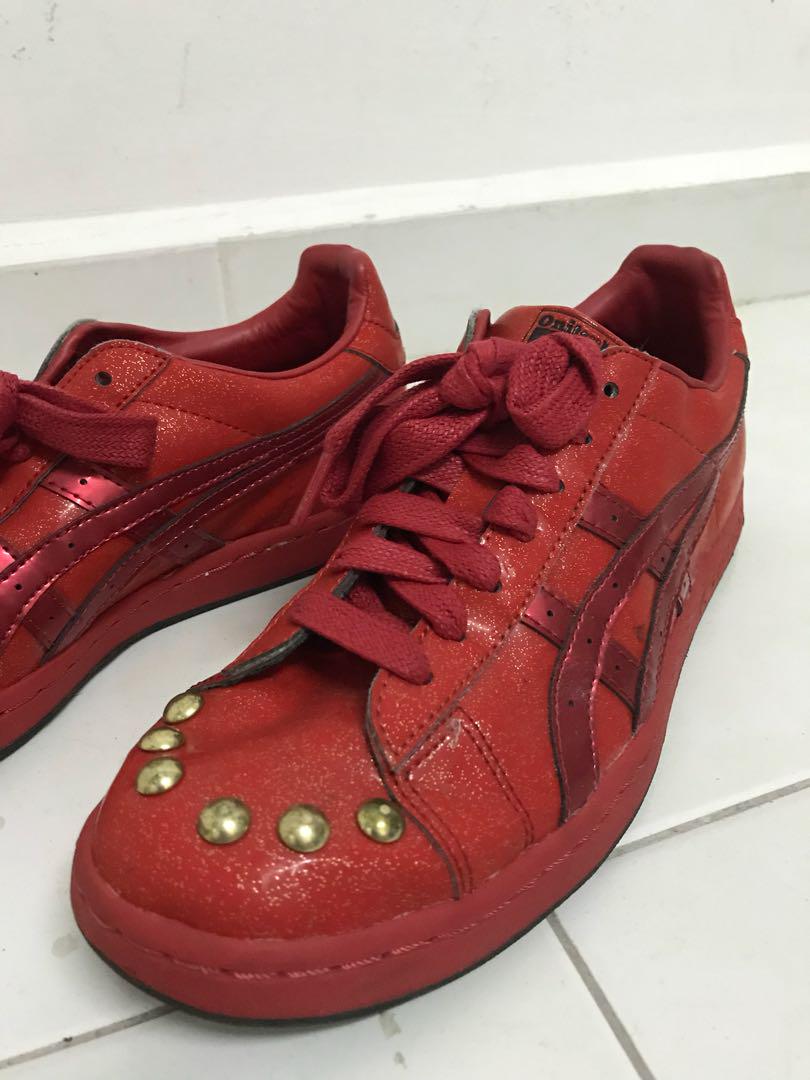 Red studded sneakers outlet