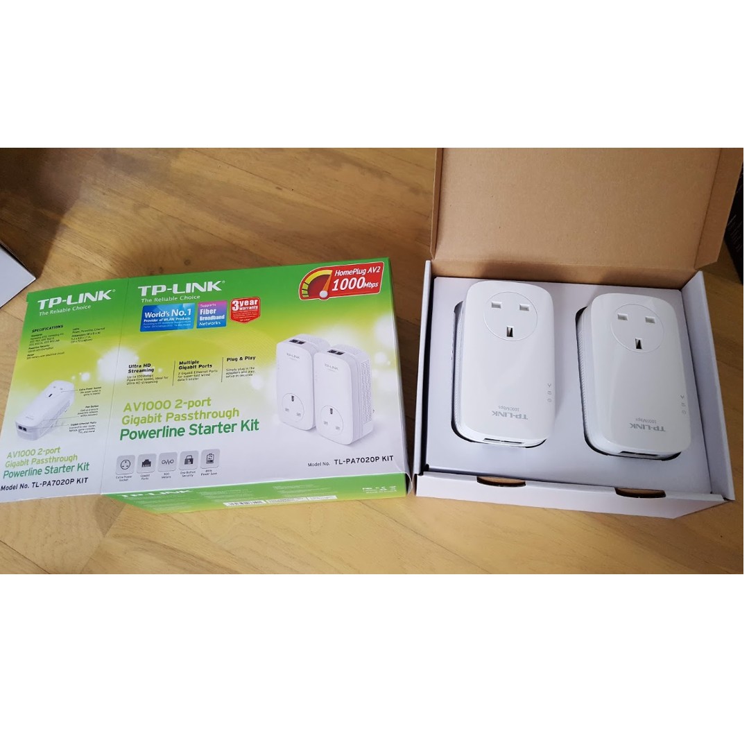 Tp Link Tl Pa70p Kit Av1000 2 Port Gigabit Passthrough Powerline Starter Kit Electronics Computer Parts Accessories On Carousell