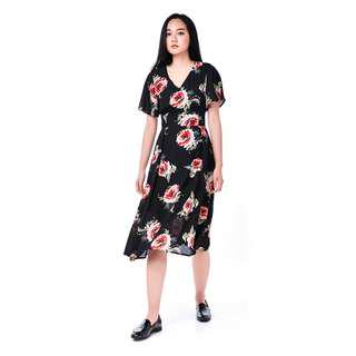 TEM Dharma Midi Dress in Black Floral