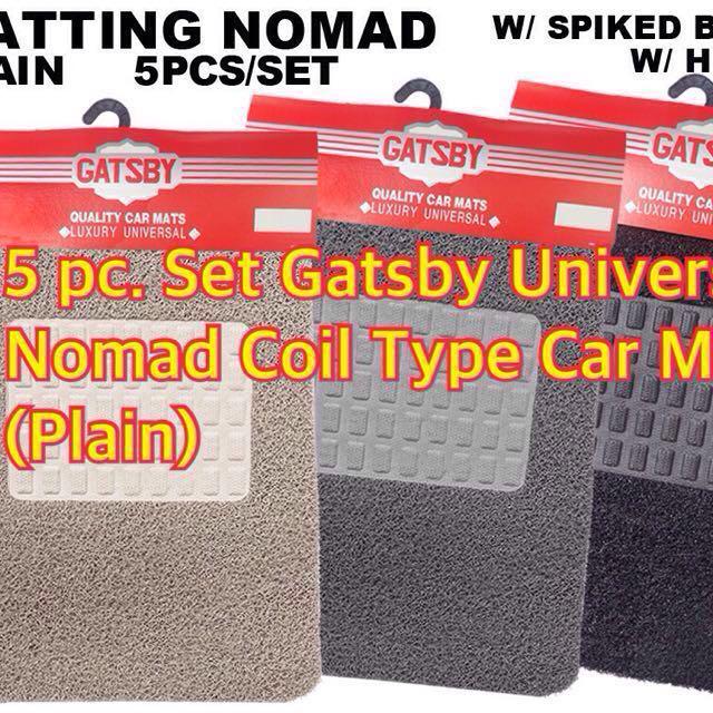 5 PC. SET GATSBY UNIVERSAL NOMAD COIL TYPE CAR MAT PLAIN (Category: Car Parts & Accessories) located in Quezon City. Submitted by jixer (Listing ID 127683996, Image 1). Description: - Brand New - Colors: Black, Gray, or Beige - w/ Spiked Backing - w/ Heel Pad - Durable - Great Quality - Easy to Clean - Keep Carpet Clean Pls message me for other car accessories. Meet-up at QC or San Juan areas. FREE SHIPPING.