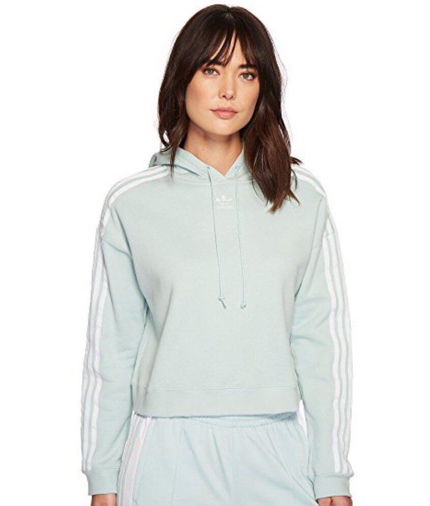 Adidas originals three stripes womens crop hoodie sale