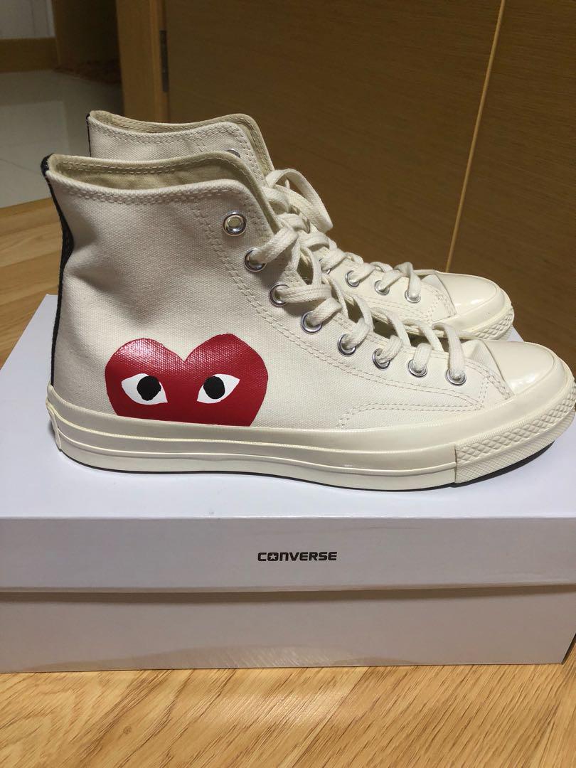cdg converse white high tops
