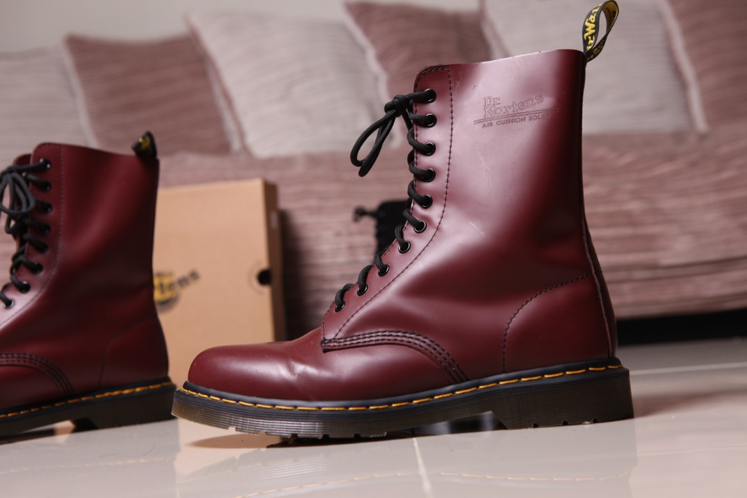 cherry red smooth doc martens