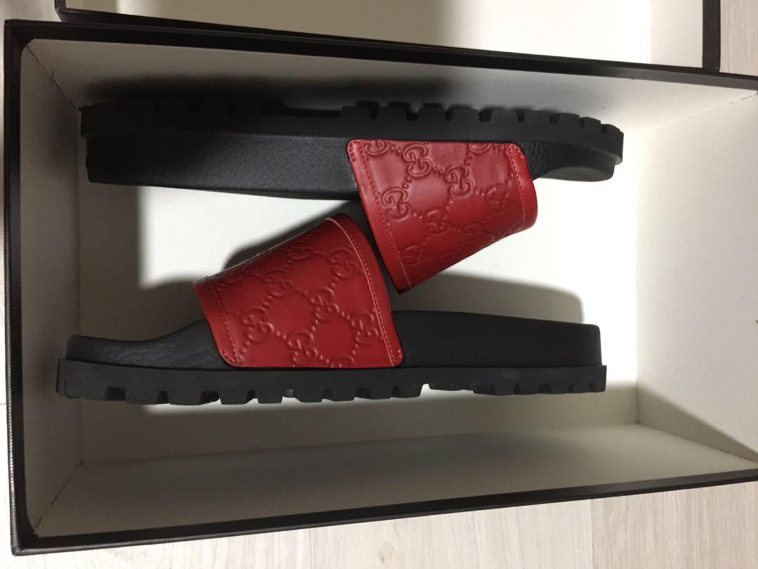 Red gucci signature slides outlet