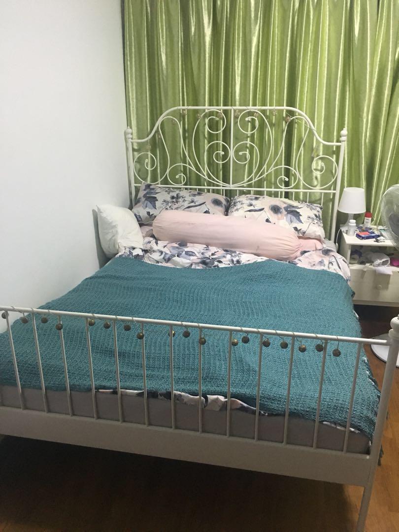 Ikea Leirvik double bed, Furniture & Home Living, Furniture, Bed Frames