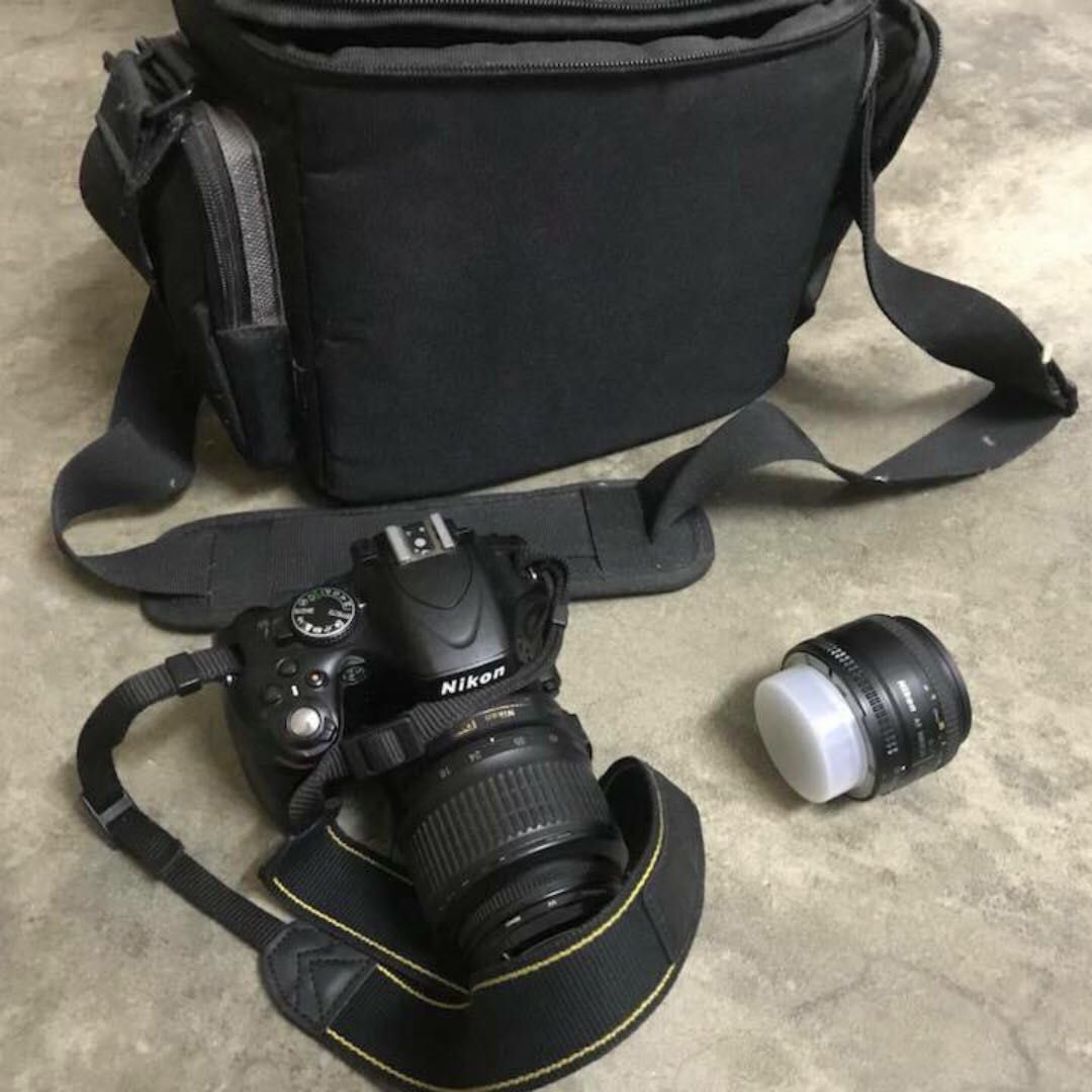 Nikon D5100 + kit lens 1855mm + 50mm 1.8D lens, Photography, Cameras on Carousell