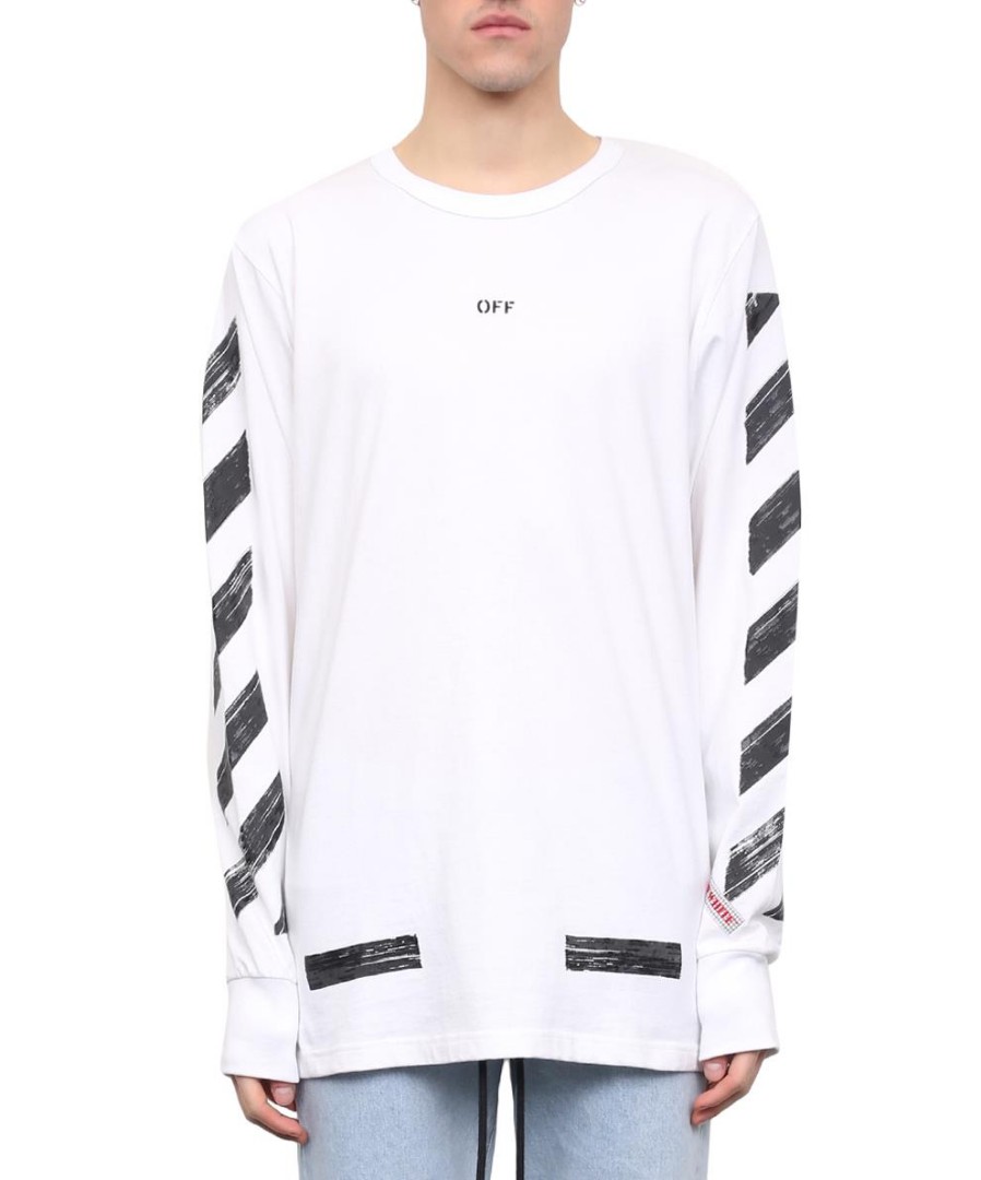 Off White Brushed Diagonal Long Sleeve (L), Men's Fashion, Tops Sets, Formal Shirts on Carousell