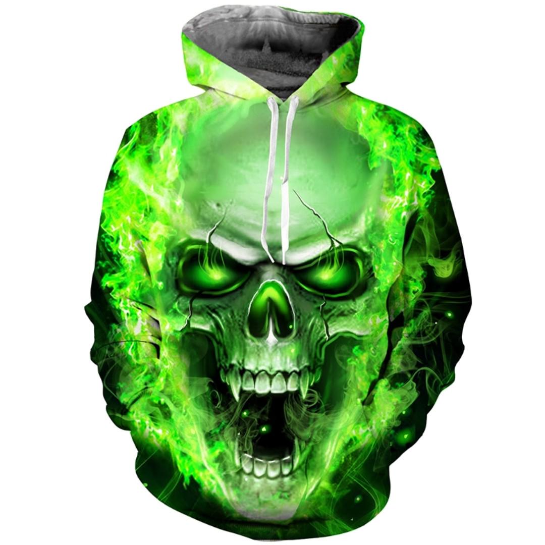 Green skull hoodie hotsell