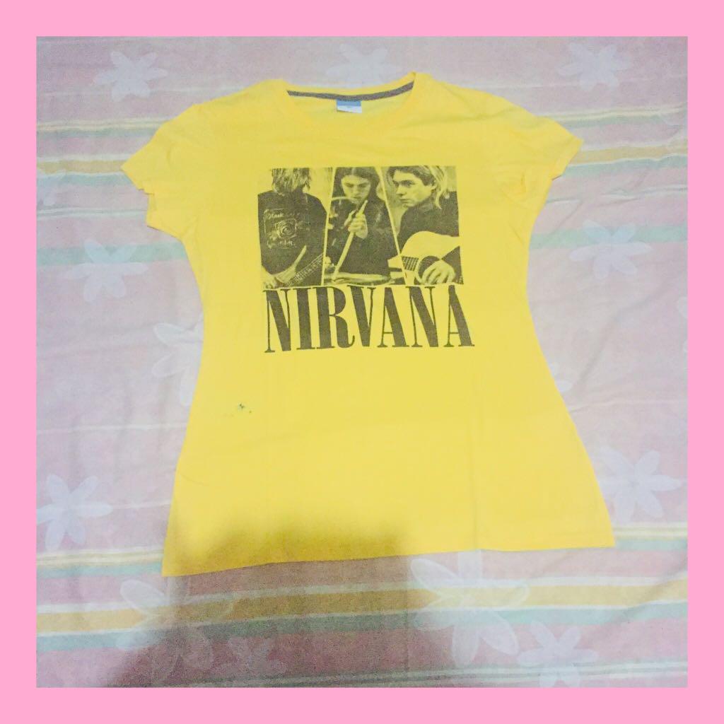 Wallpaper Yellow Nirvana Shirt Women S Fashion Clothes On Carousell HD