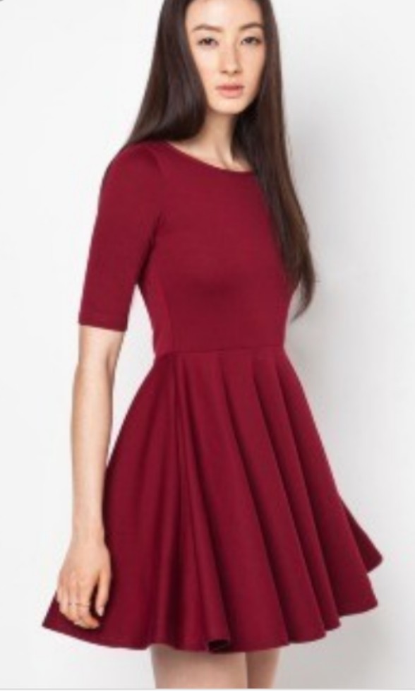 Red Skater Dress On Model
