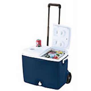 RUBBERMAID 45QT WHEELED COOLER SUPERIOR THERMAL RETENTION SIDE WINGS HANDLE WITH FRONT DRAIN