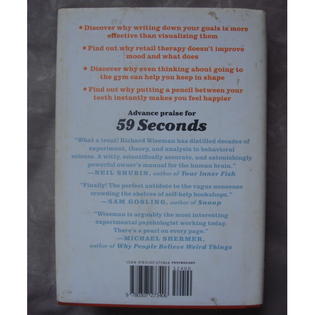 59 Seconds Think A Little Change A Lot Richard Wiseman - 