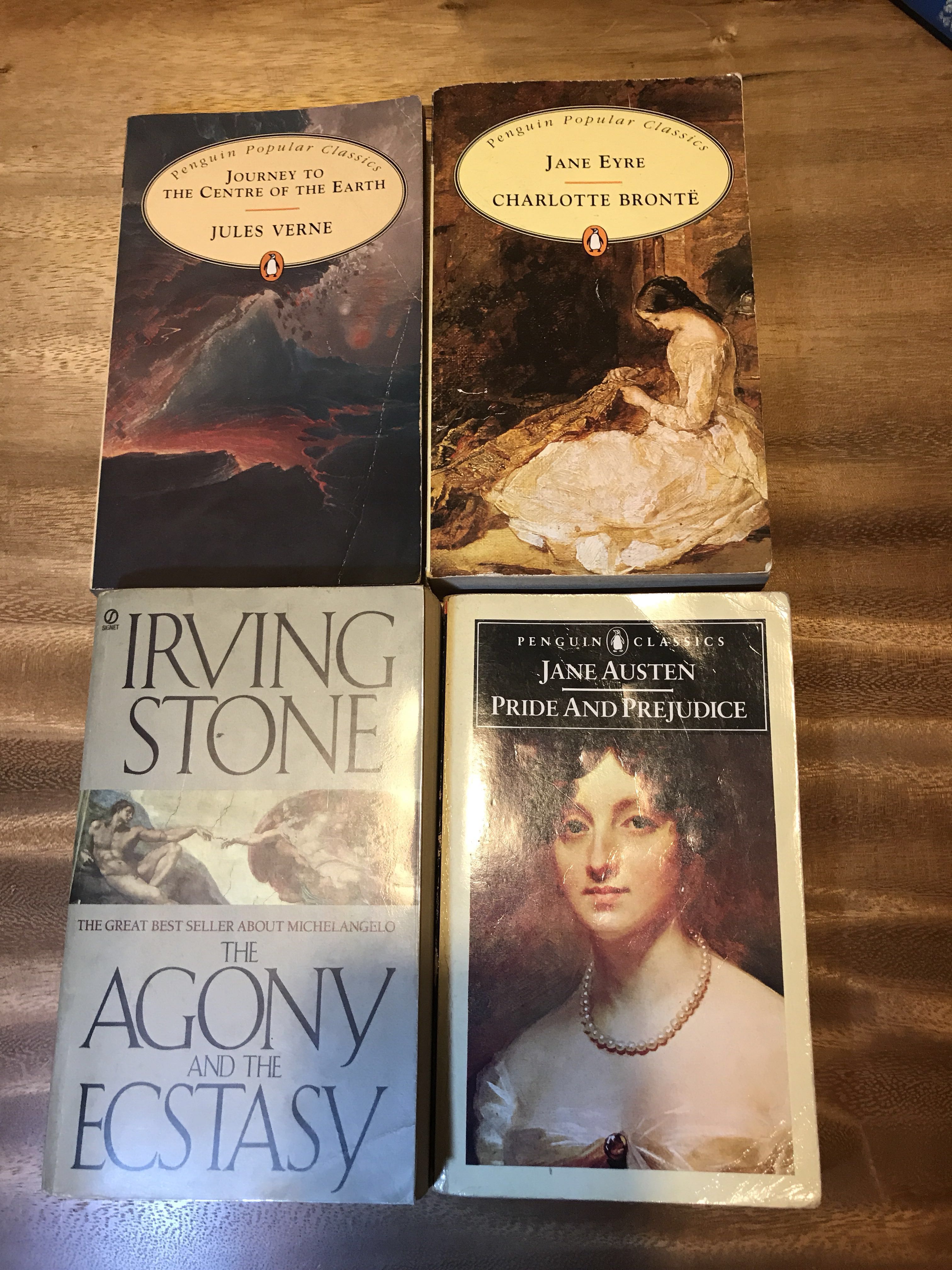 Classics Jane Austen Jules Verne Jane Eyre And Irving Stone The Agony And Ecstasy Book Books Stationery Fiction On Carousell