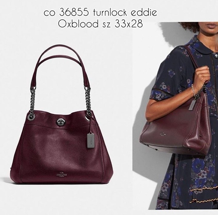 Coach edie turnlock oxblood gunmetal on sale