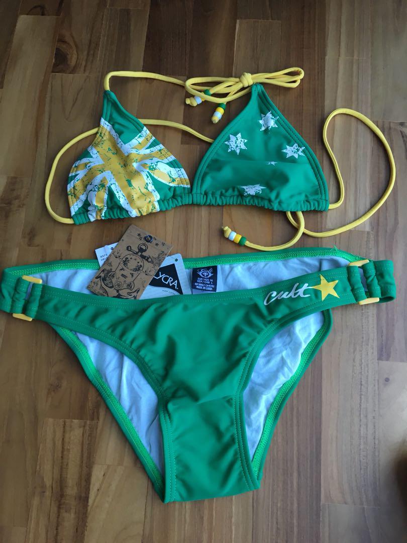 Cult Swim Wear bikini set aussie green gold