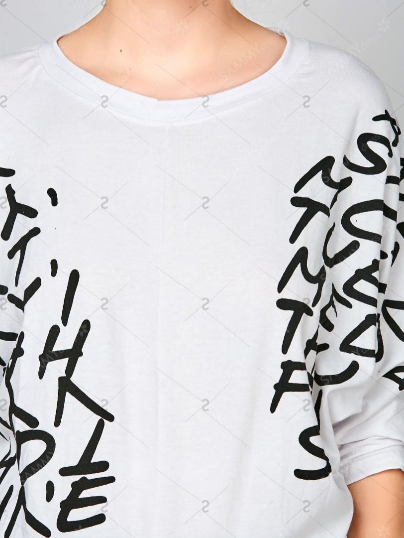 Dolman Sleeve Letters Print T-Shirt SD
