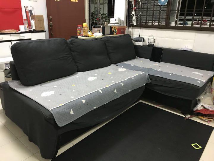 FRIHETEN leather fabric cover corner sofa bed with storage