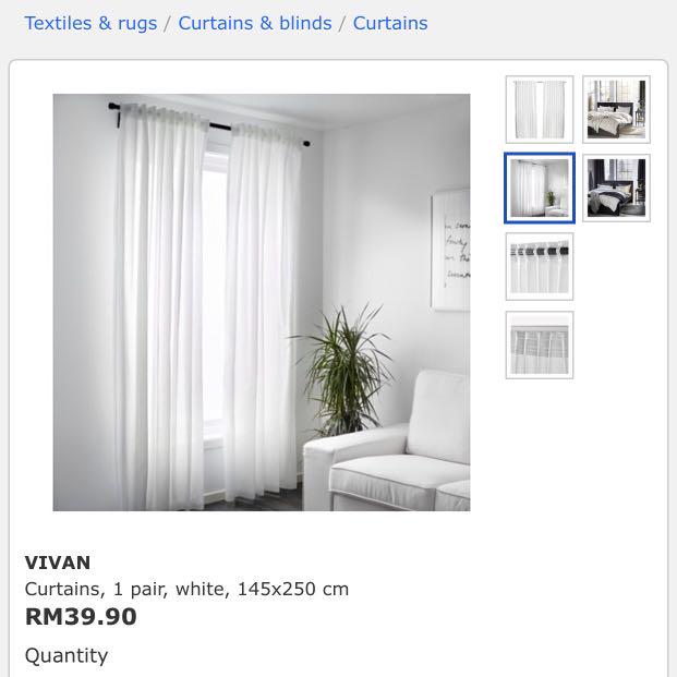 Ikea Vivan White Curtains Home Furniture Others On Carousell
