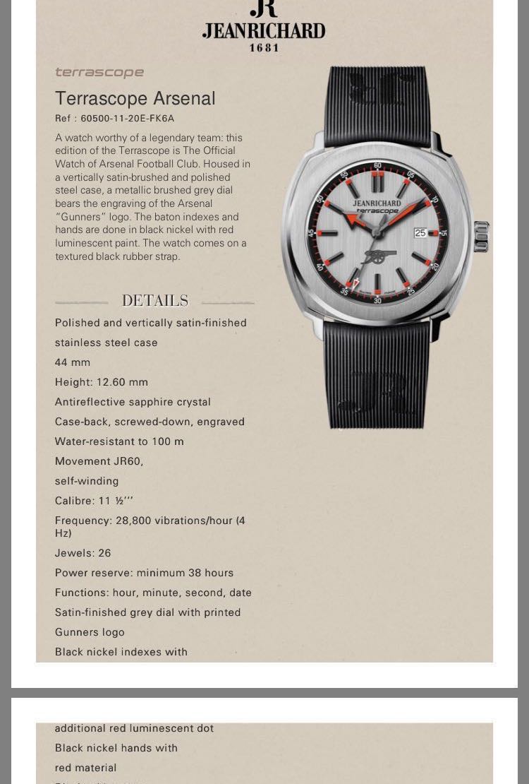 Jean richard arsenal watch sales