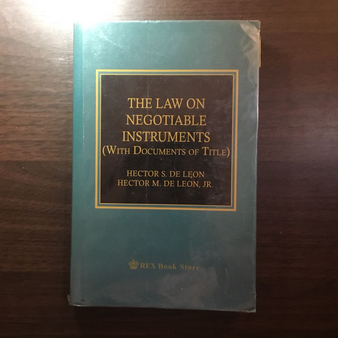 law on negotiable instruments by hector de leon