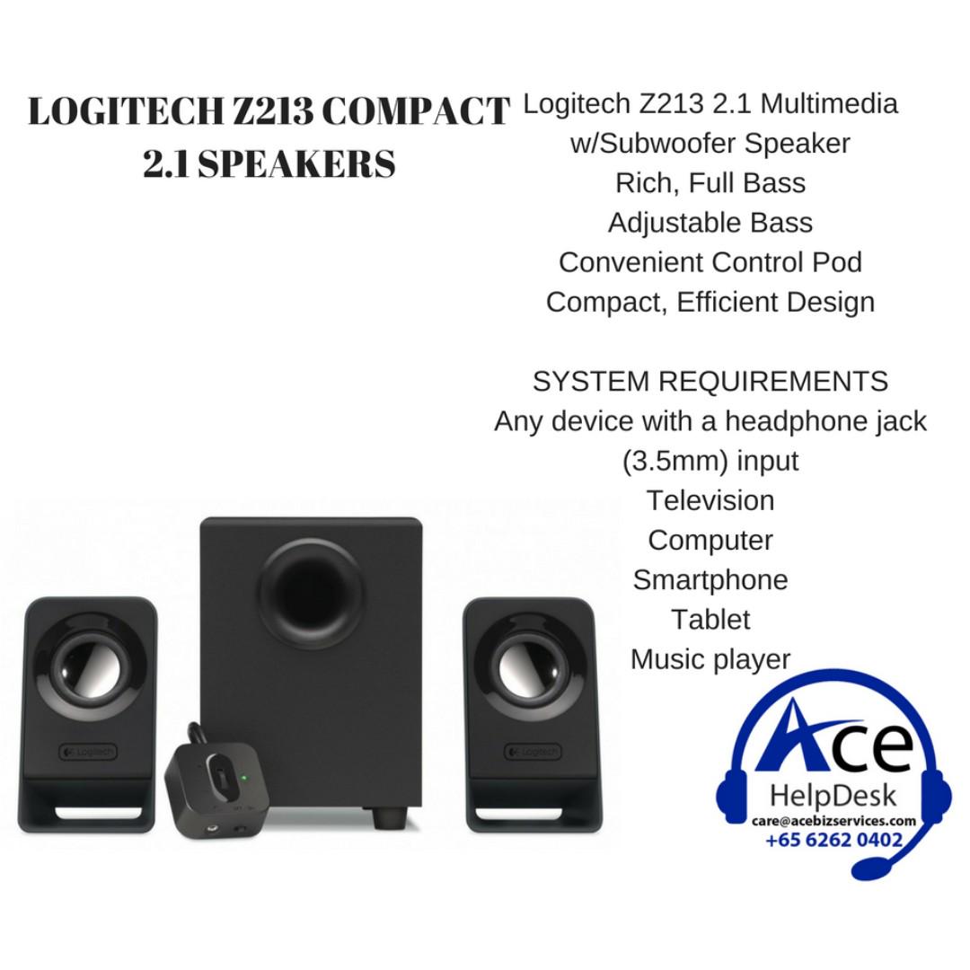 Bnib Logitech Z213 Compact 2 1 Speakers Electronics Others On Carousell