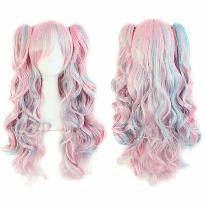pink and blue wig