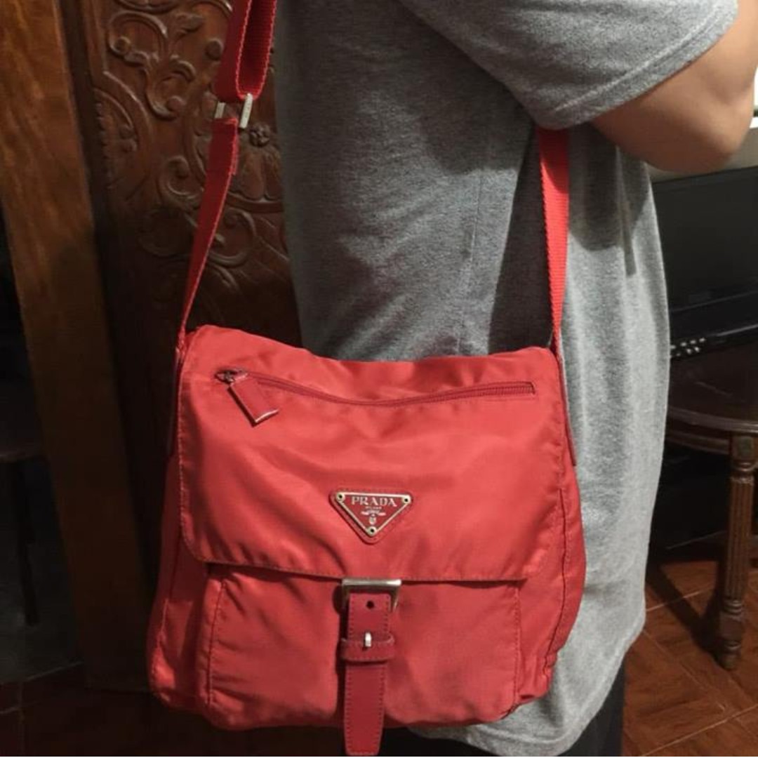 prada red nylon bag