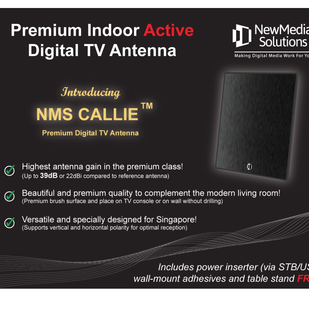 Premium Indoor Active Digital TV Antenna (3 meter cable length, Black),  Electronics, Others on Carousell