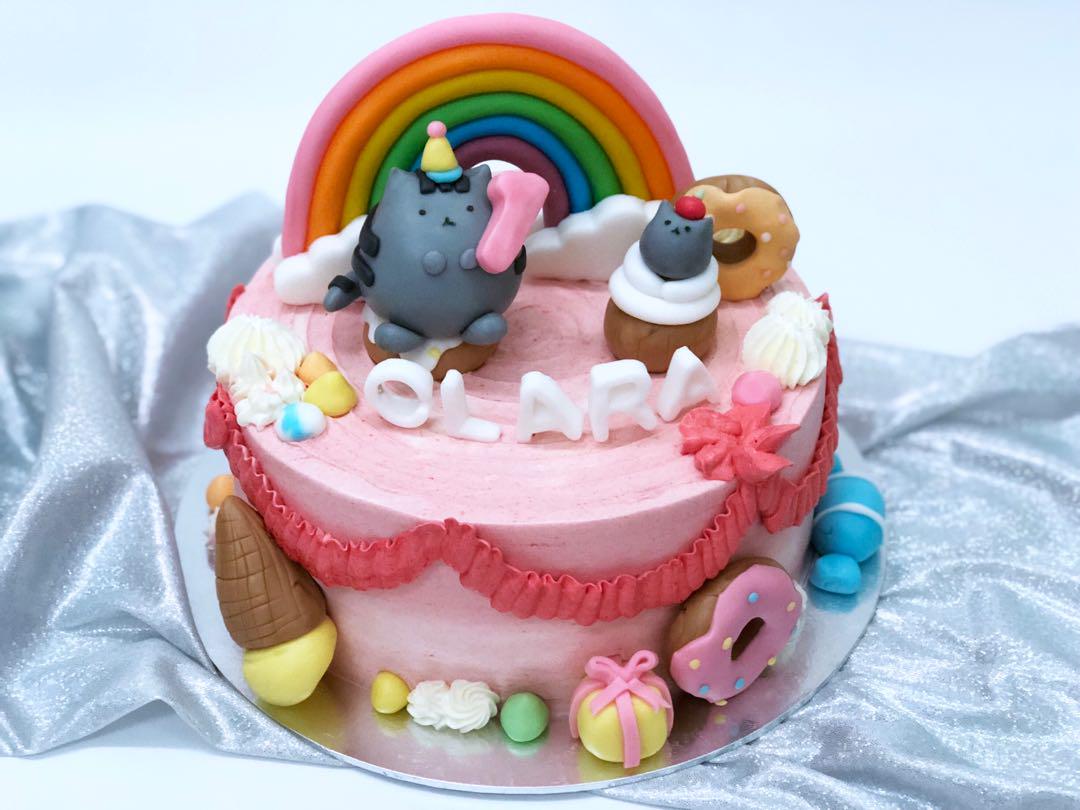 Pusheen Cat Rainbow Pink Cake Food Drinks Baked Goods On Carousell