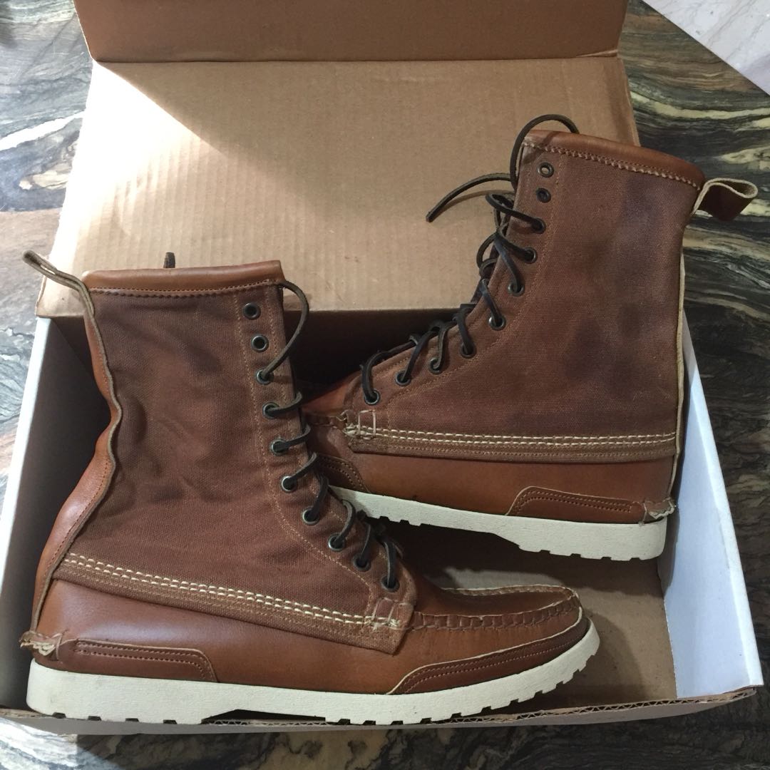 canvas leather boots
