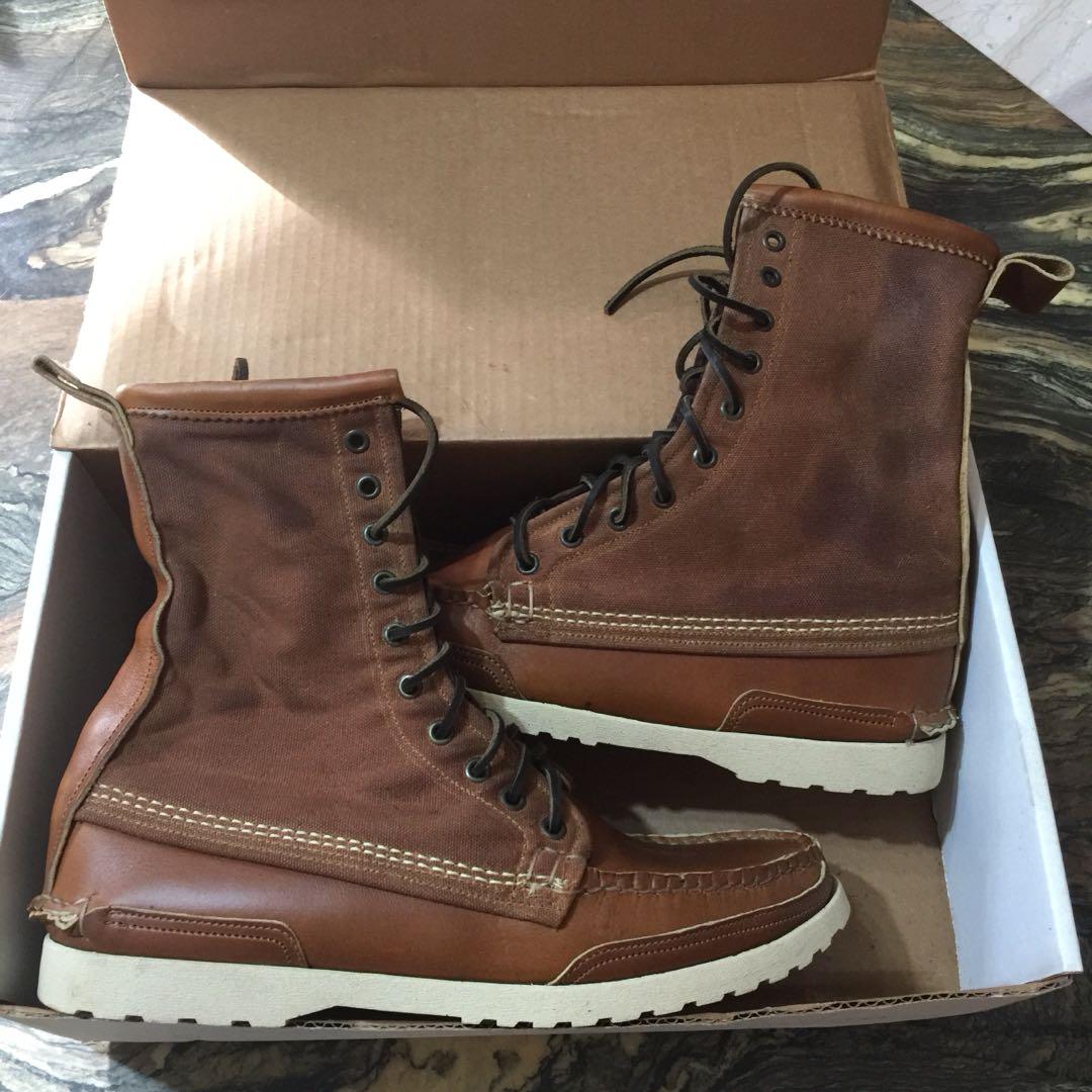 Quoddy Waxed Canvas Leather Ranger Boots US11 New