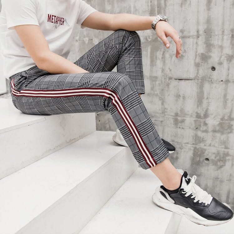 striped checkered pants