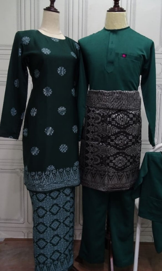 Songket Baju Kurung Emerald Green Women S Fashion Muslimah Fashion On Carousell