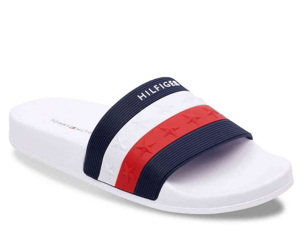 Tommy Hilfiger White/Navy/Red Slippers 