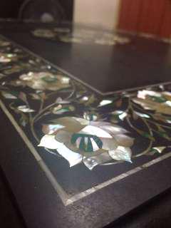India Antique Black Stone Marble Coffee Table