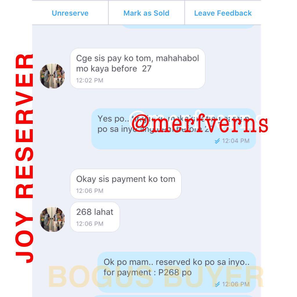 ⚠️ALERT! ALERT!⚠️ (Category: Community) located in Pasig City. Submitted by etsetera.mnl (Listing ID 176702237, Image 3). Description: ⚠️BOGUS BUYER & JOY RESERVER⚠️ Sadly, may mga ganitong seller na mahilig magpareserved pero kinakalimutan ang responsibilidad. Meron pang iba na ikaw pa ang sisisihin dahil “hindi daw sila ni-remind” para lang mailigtas ang sarili. Hay.... 🤦🏻‍♀️.