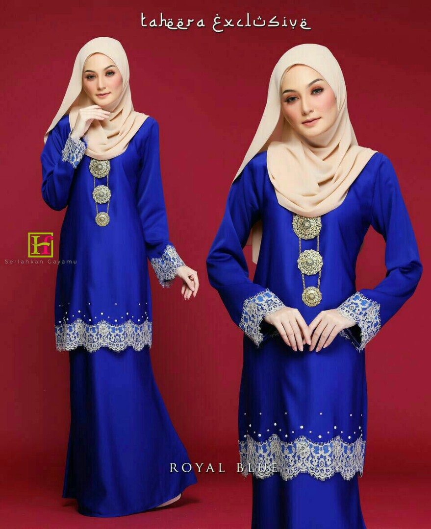 Baju kurung moden royal blue 2018 sales