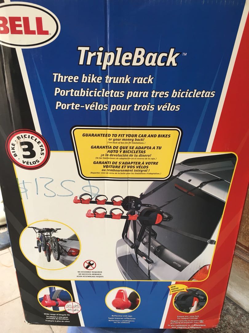 Bell triple back three bike trunk rack. Used once condition 9.8 10