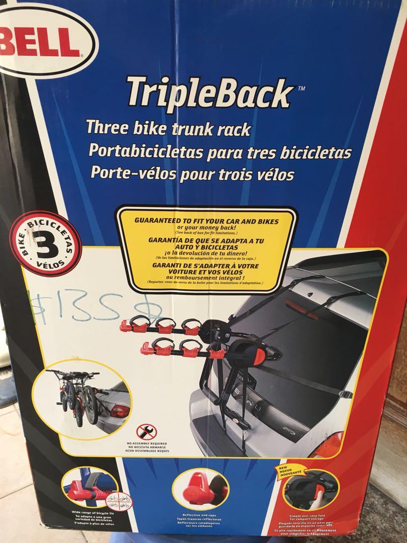 Bell triple back three bike trunk rack. Used once condition 9.8 10
