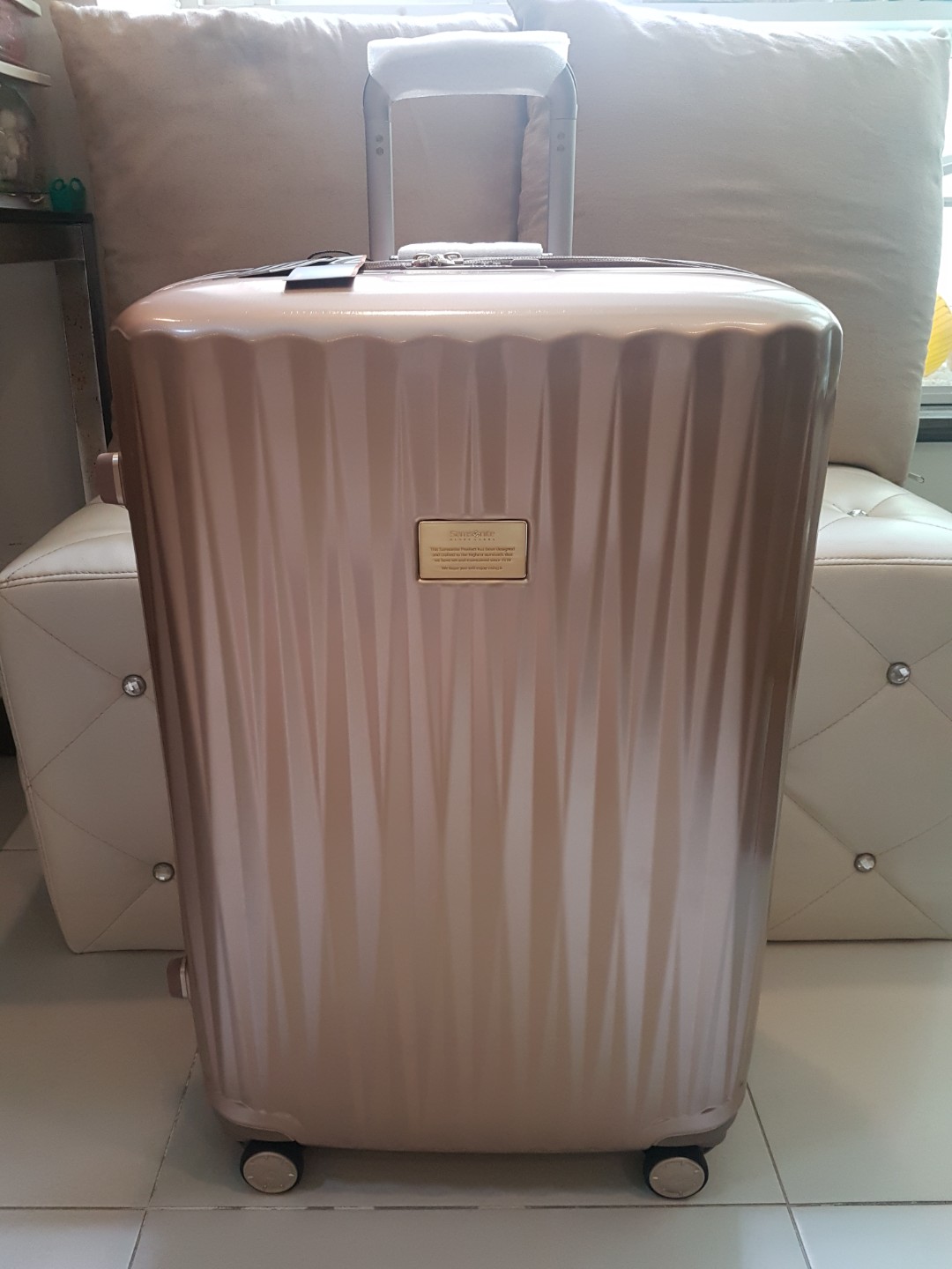 gold samsonite luggage