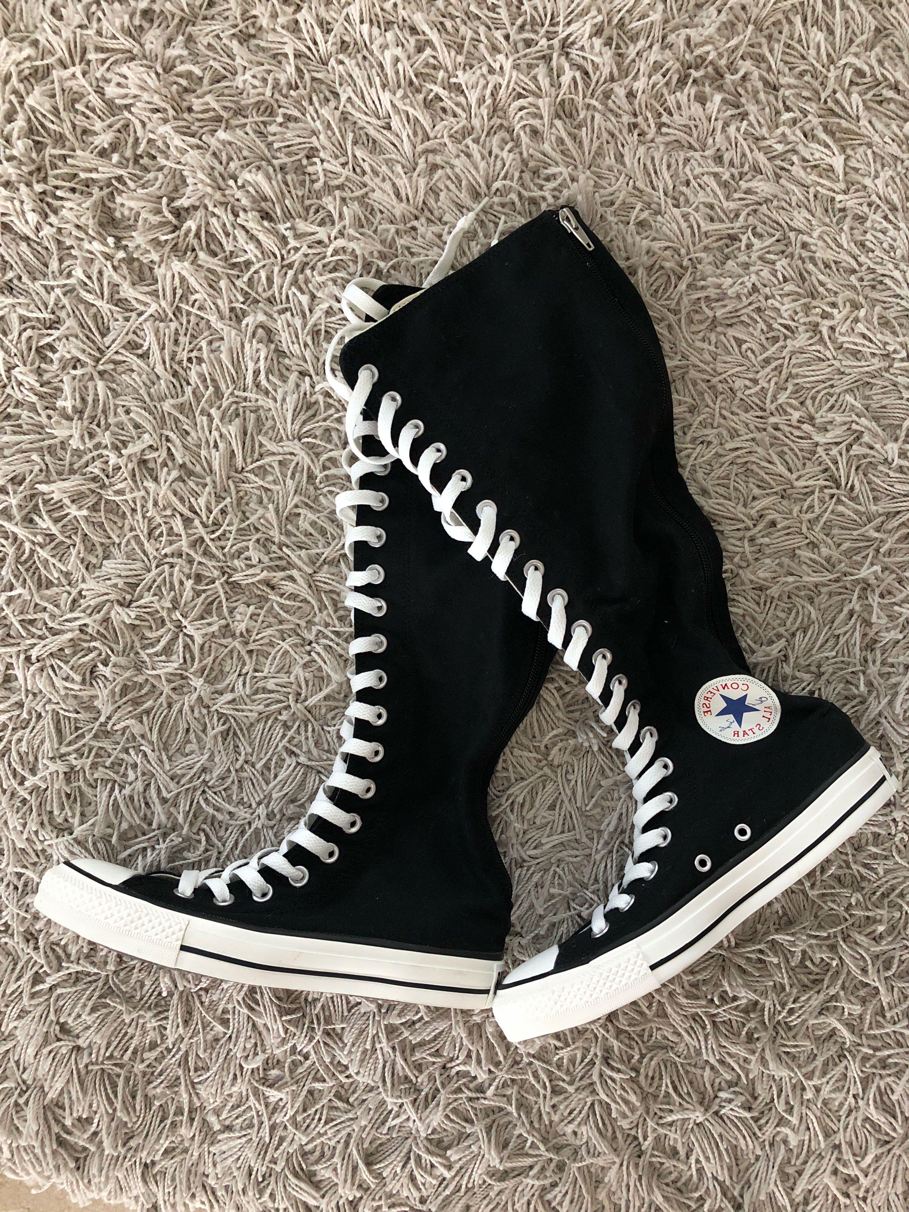 knee high converse lace up sneakers