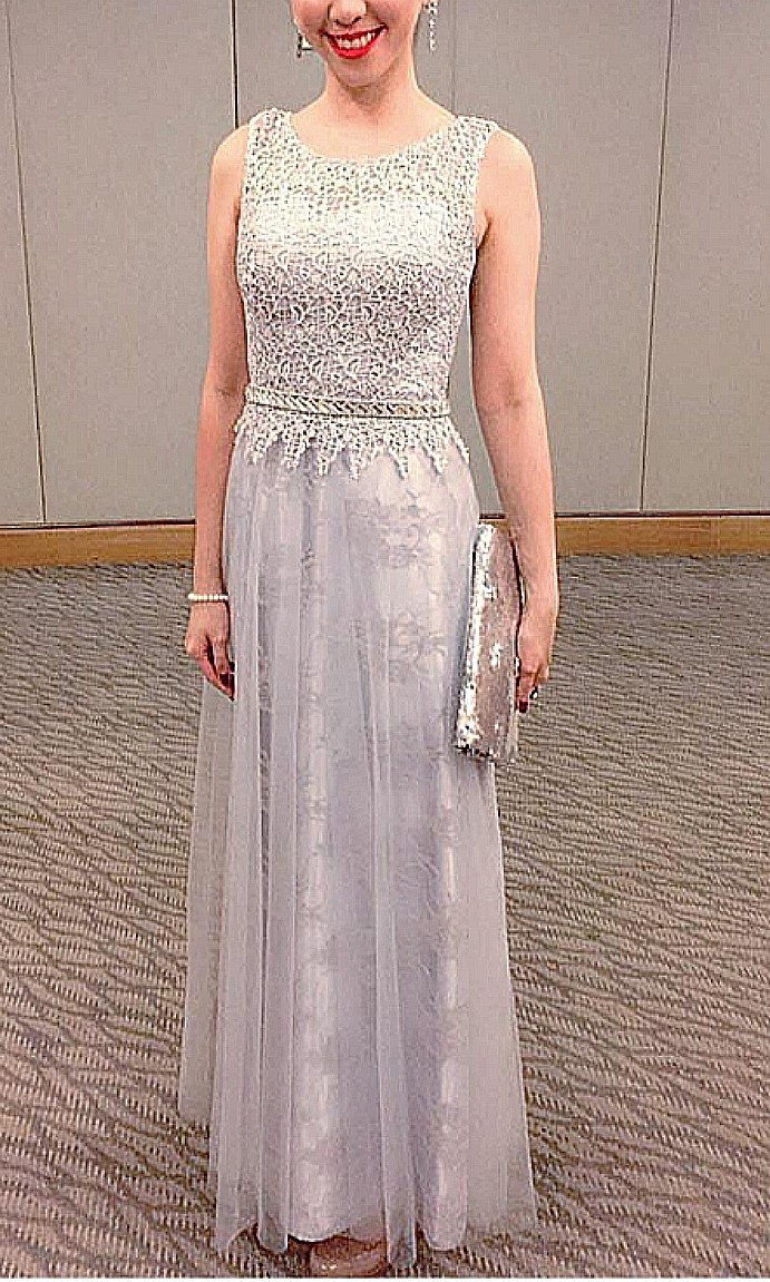 silver dinner dress