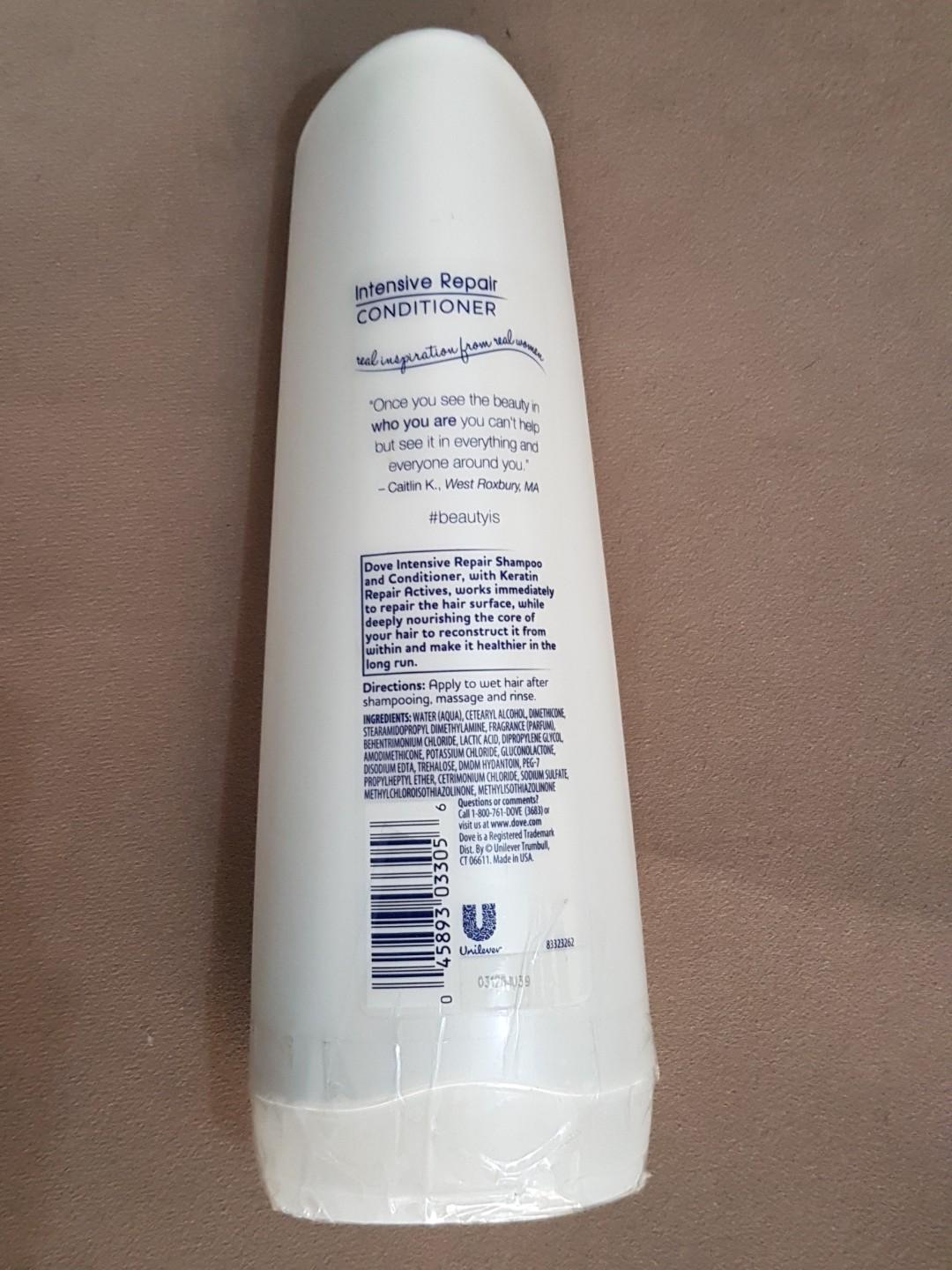 Dove Intense Repair Conditioner (355 ml) (Category: Body Care) located in Quezon City. Submitted by makeupnthings (Listing ID 176657114, Image 2). Description: Made in the US. Item priced to move. Please make an offer so I can reserve the item for you, and we can exchange feedback later. I accept payments thru BPI deposit or Pay Maya only. No meet ups except for items P1k above. Metro Manila SF ranges from 40 (small) - 85 (large) via Xend..